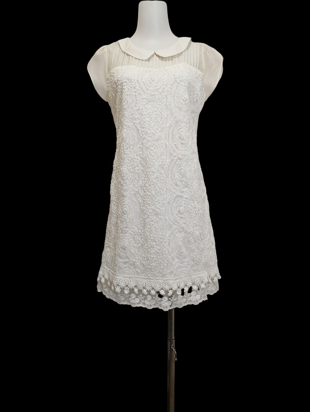 🐳🐳White Lace Shift Dress with Peter Pan Collar